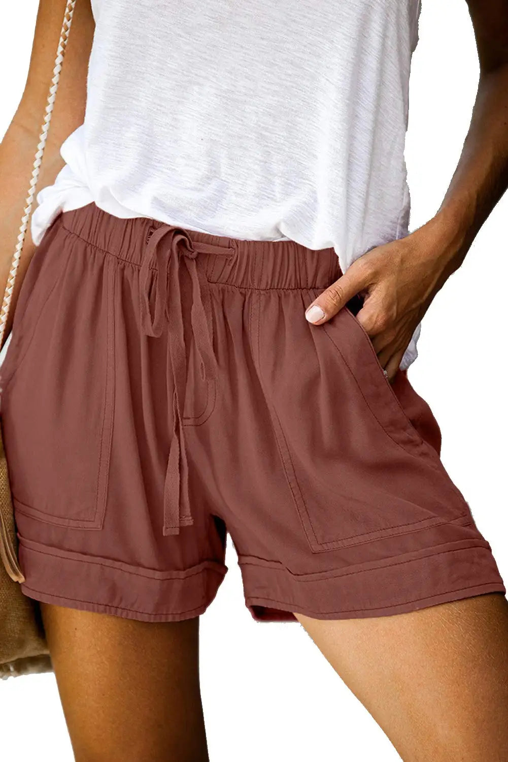 Women Summer Elastic Waist Shorts Lightweight Casual Beachwear