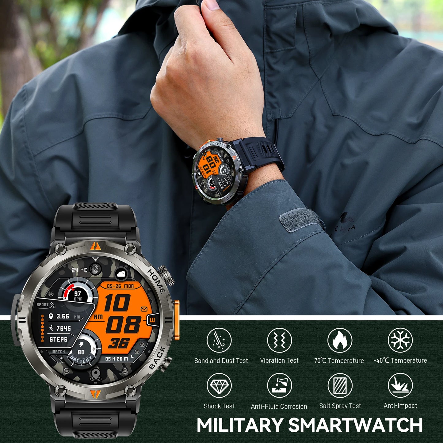 EIGIIS KE3 Smartwatch Men Bluetooth Health Monitor Full Touch