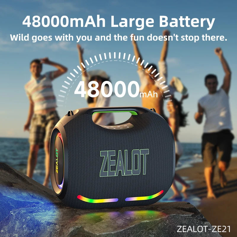ZEALOT 250W Wireless TWS Subwoofer Waterproof Bluetooth Speaker HiFi Sound