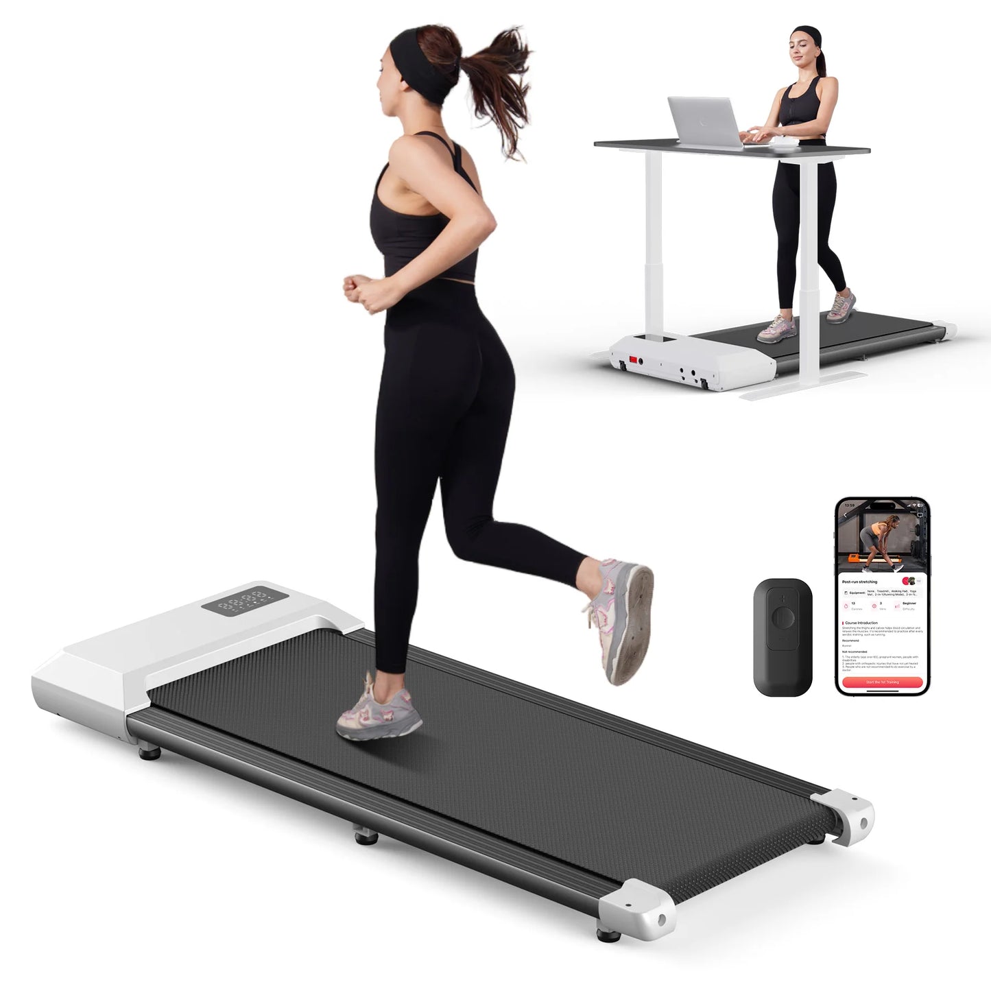 Superun 2.5HP Home Treadmill 300lb Capacity LCD Data Display Walking Running
