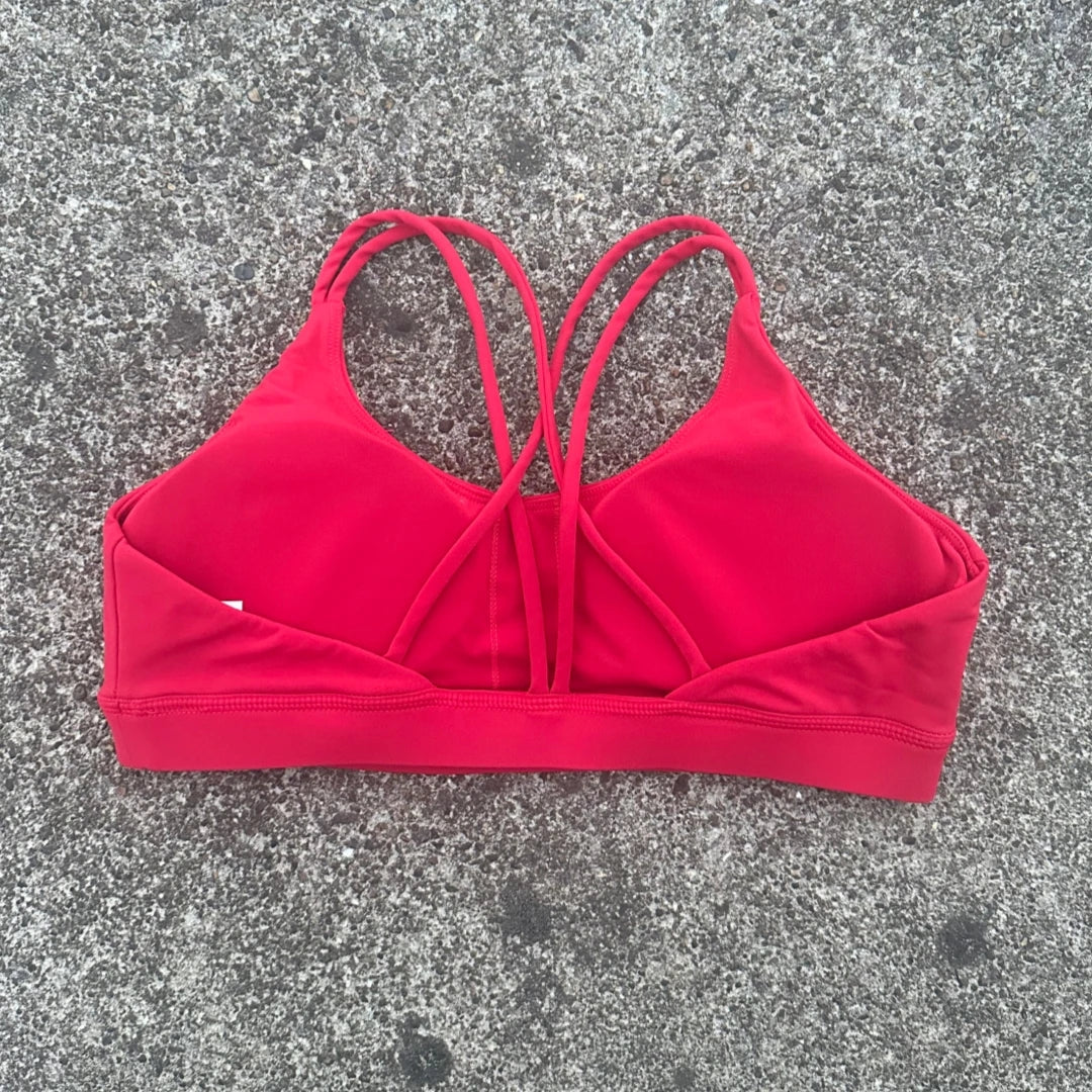 Solid Color Cross Fitness Bra For Women With Chest Pad Breathable Nylon Spandex