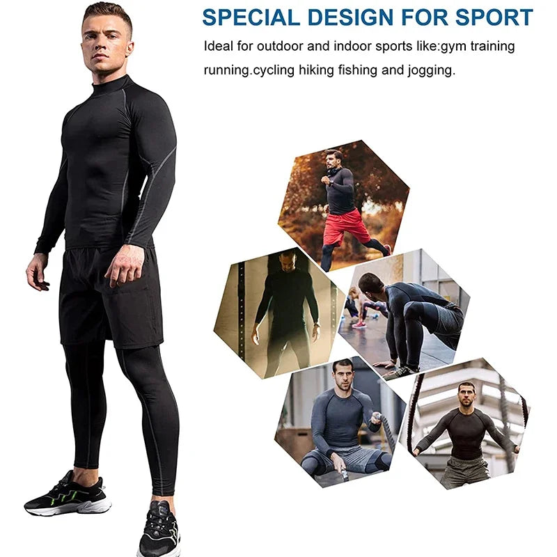 Men Long Sleeve Quick Dry Compression Shirt For Gym Running
