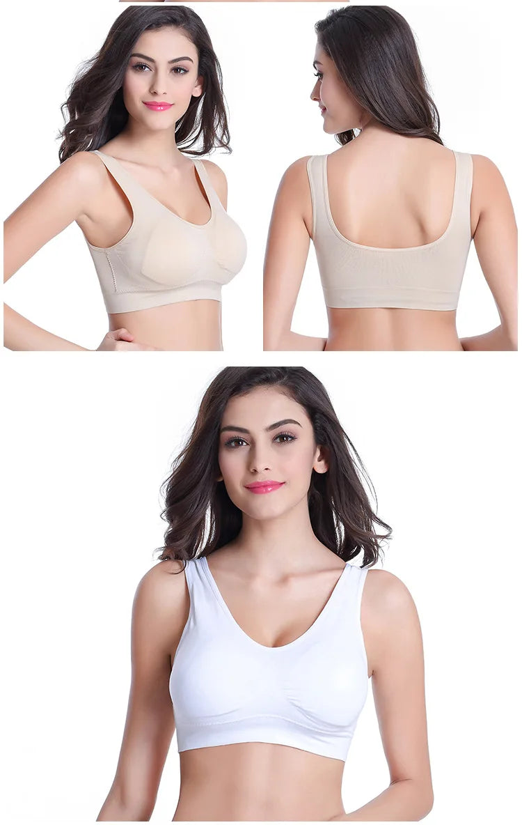 Three Piece Seamless Wireless Yoga Running Bra Set With Removable Pads