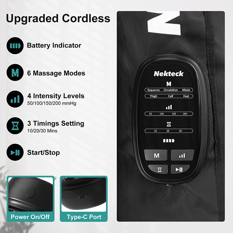 Nekteck Air Pressure Leg Massager Cordless Foot Massage Boots Calf