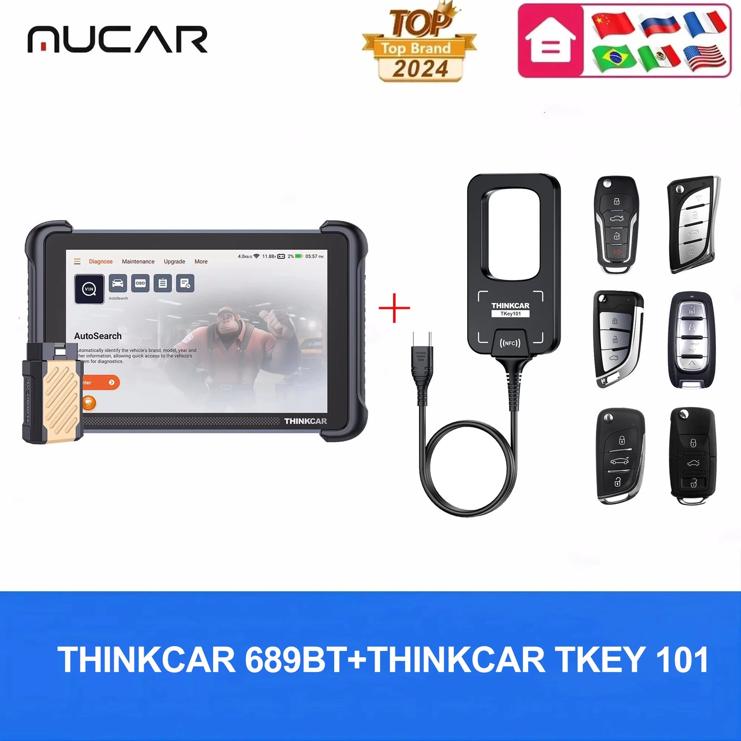 MUCAR OBD2 Diagnostic Tool 689BT CAN FD DOIP All Systems Scanner