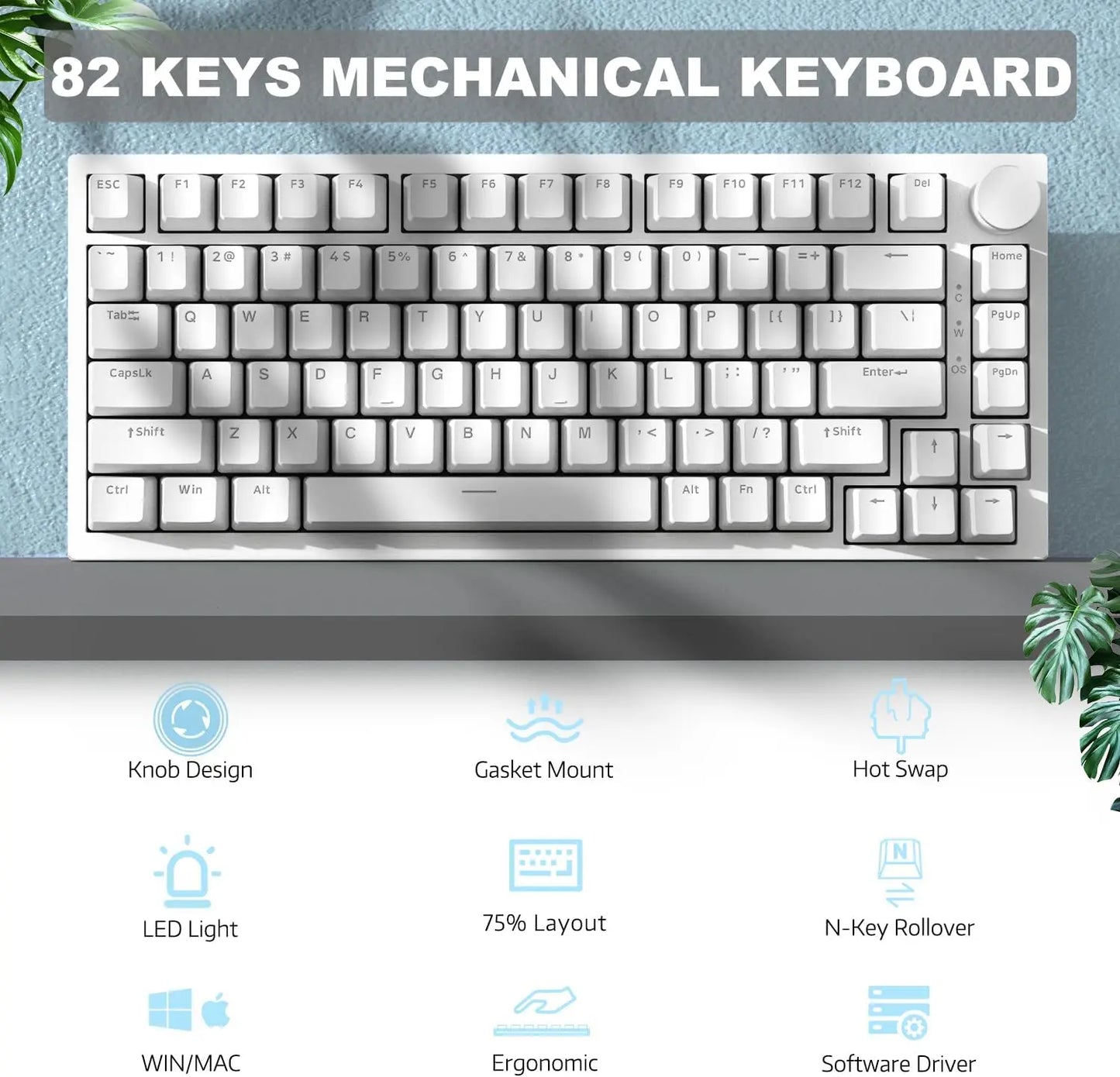 Ajazz Ak820 RGB Tri-Mode Gaming Mechanical Keyboard 82 Key Bluetooth 2.4GHz Wireless Gamer Keyboard Custom Gasket for Pc Laptop
