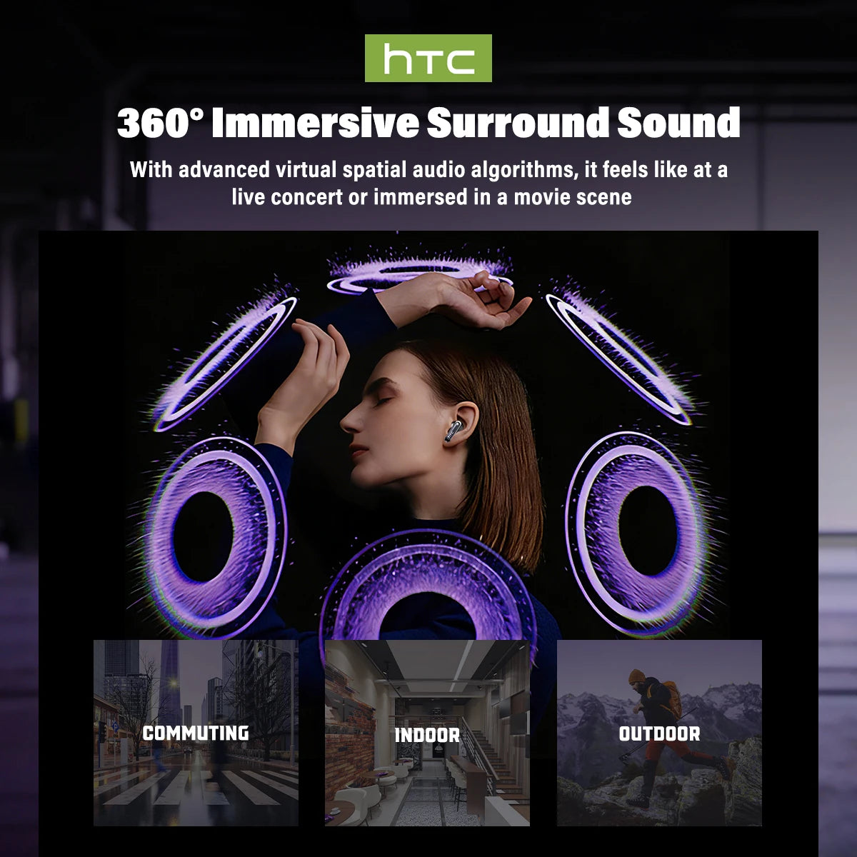 HTC NE70 Wireless Bluetooth Earphones With AI Translator 30 Hours
