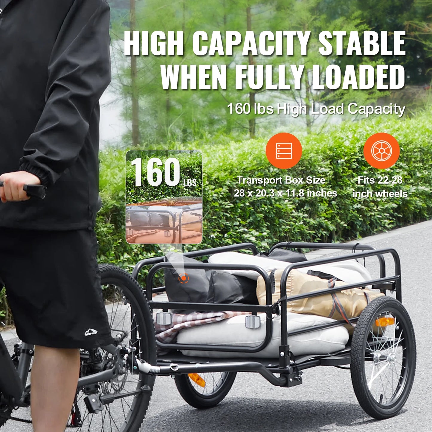SucceBuy Foldable Bike Cargo Trailer 160 Lb Capacity