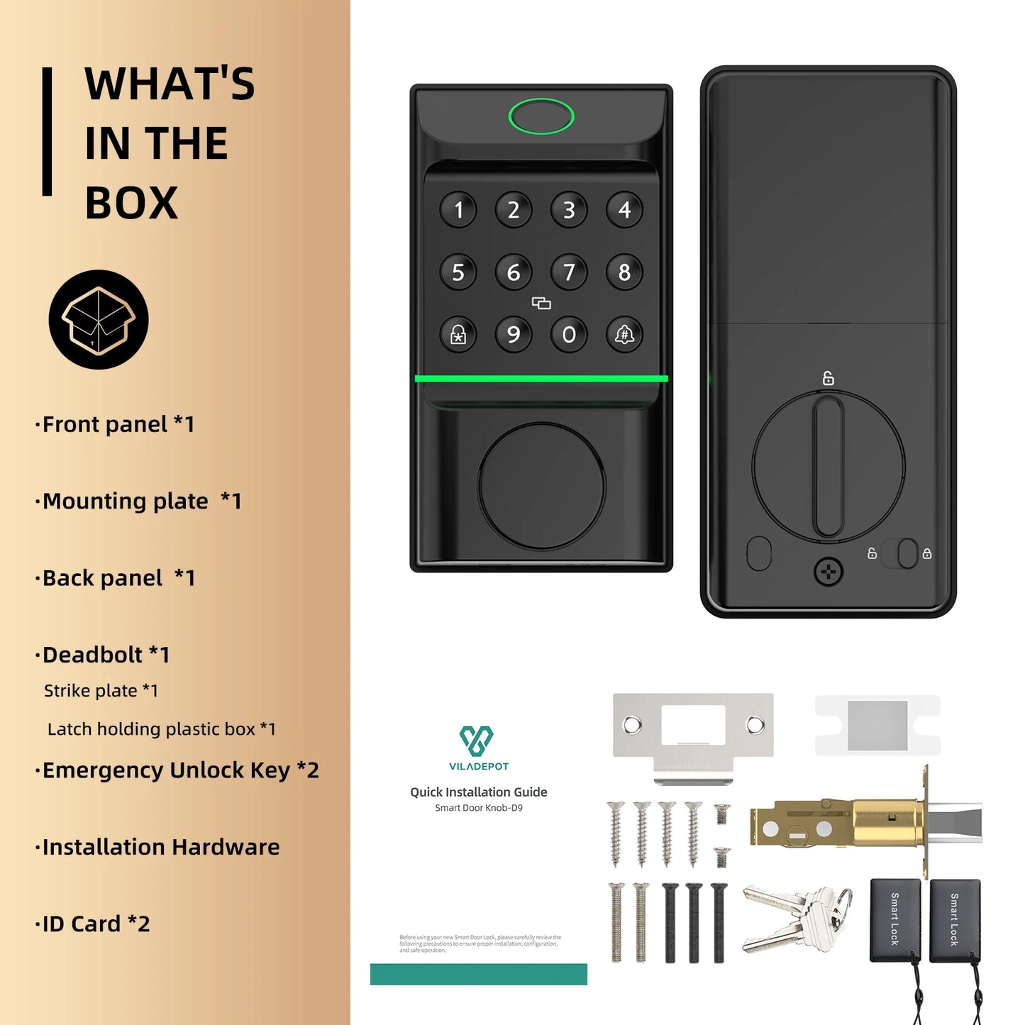 Viladepot Smart Fingerprint Door Lock With Bluetooth App Control