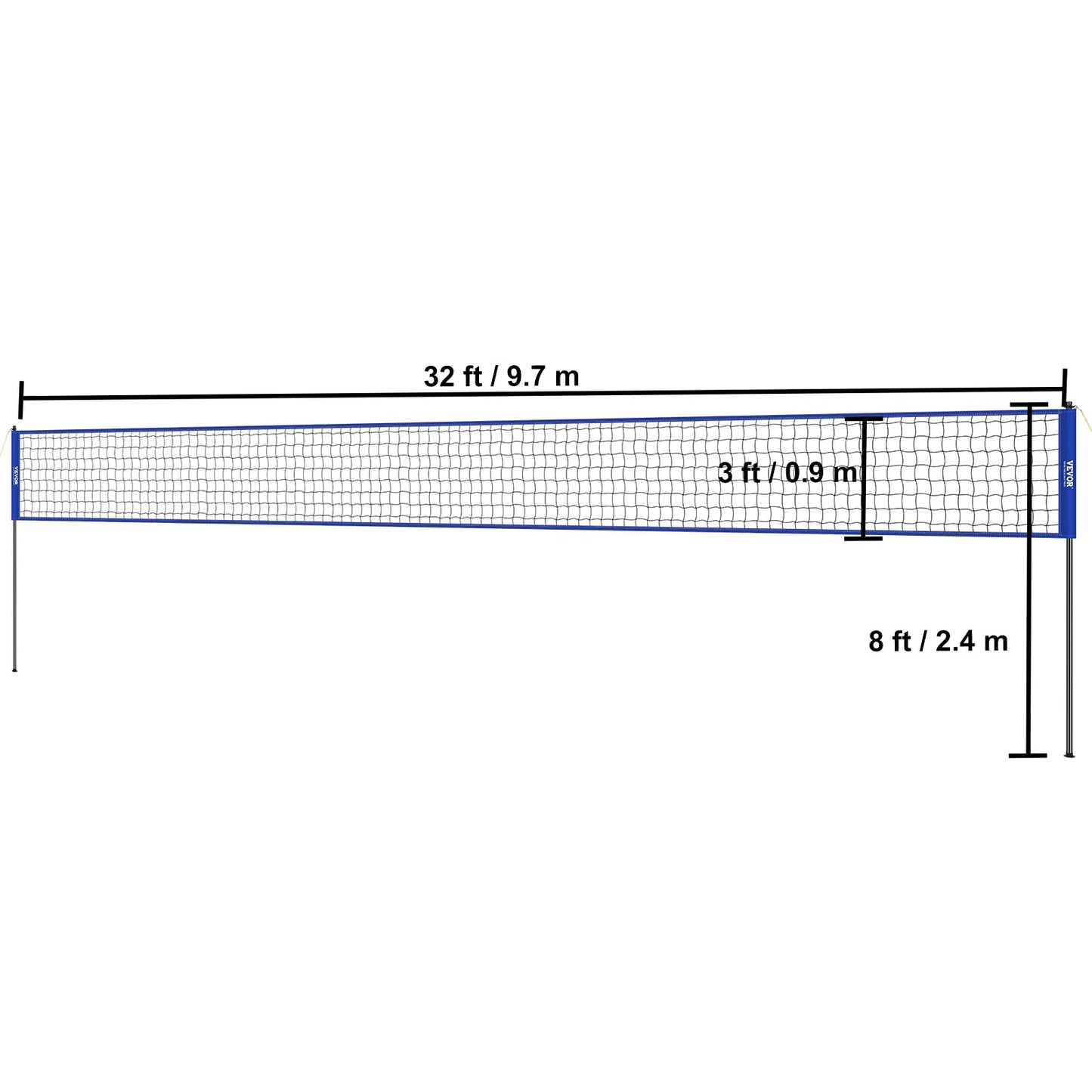 SucceBuy Volleyball Net System With Adjustable Height Poles And Pump