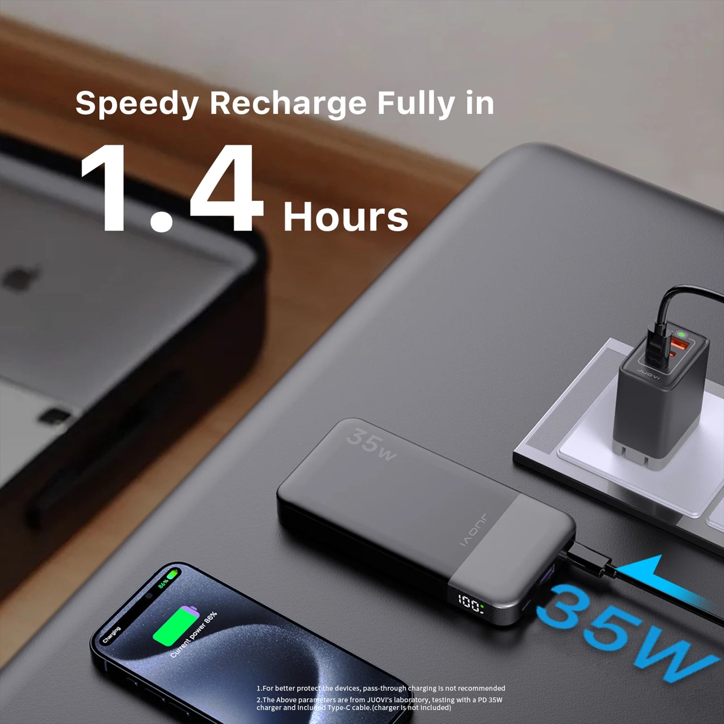 Power Bank 10000mAh, JUOVI 35W Portable Charger, Cellphone Fast Charging PowerBank External Battery for iPhone 15 14 13 Series