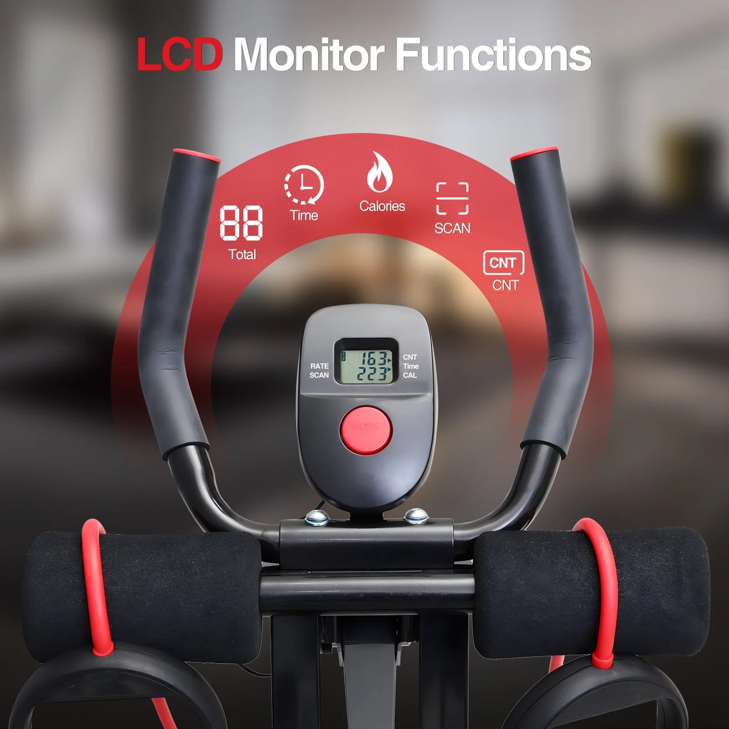Foldable Ab Machine for Home Gym Abdominal Trainer LCD Display