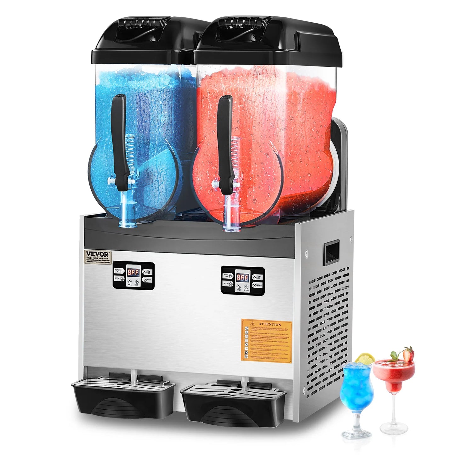 SucceBuy 3-36L Commercial Slushy Machine 1-3 Tanks Stainless Steel Margarita Smoothie Frozen Drink Maker for Party Restaurants
