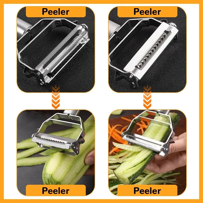 Kitchen Vegetable Peeler Stainless Steel Double-Head Melon Planer Multiple-Function Fruit Peeler Household Tool