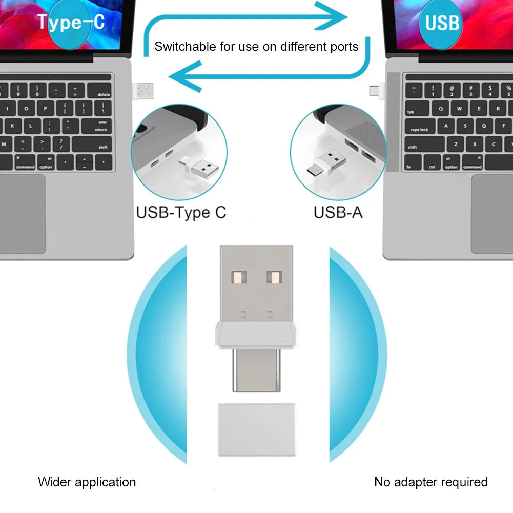 USB Type C 2 In 1 Mouse Jiggler Plug & Play Undetectable Mouse Shaker Prevent Laptop Entering Sleep Mouse Mover for Tablet PC