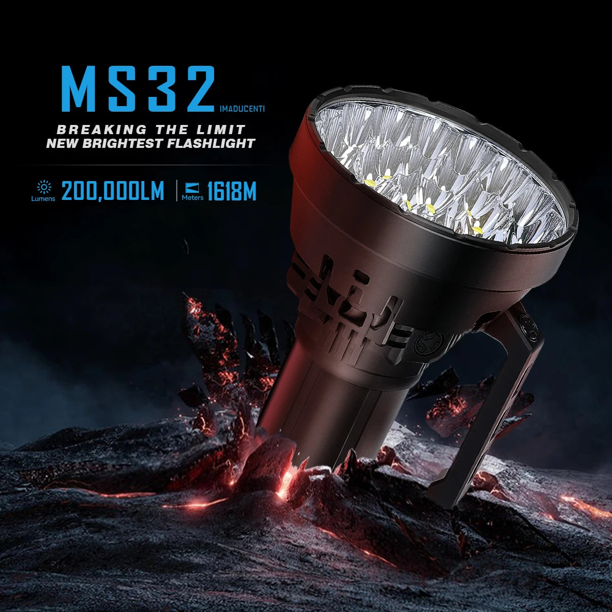 Imalent MS32 200000 Lumen Flashlight Rechargeable Searchlight