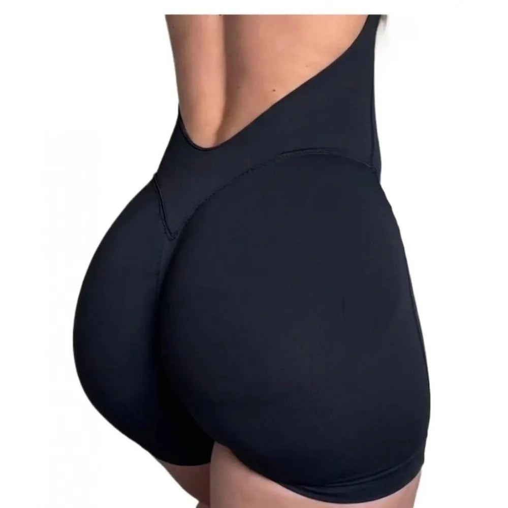Women's Open Back Seamless Knit Yoga Jumpsuit Breathable Nylon Elastane