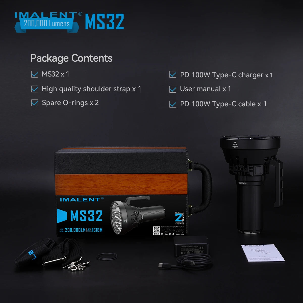 Imalent MS32 200000 Lumen Flashlight Rechargeable Searchlight