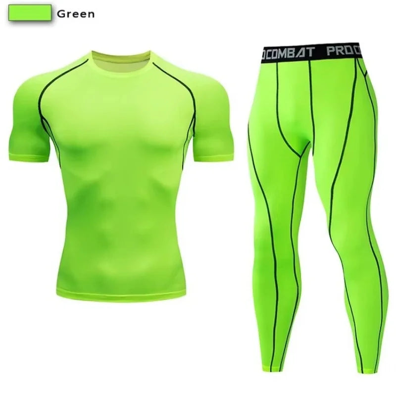 2pc Men Compression Sportswear Set for Training and Fitness