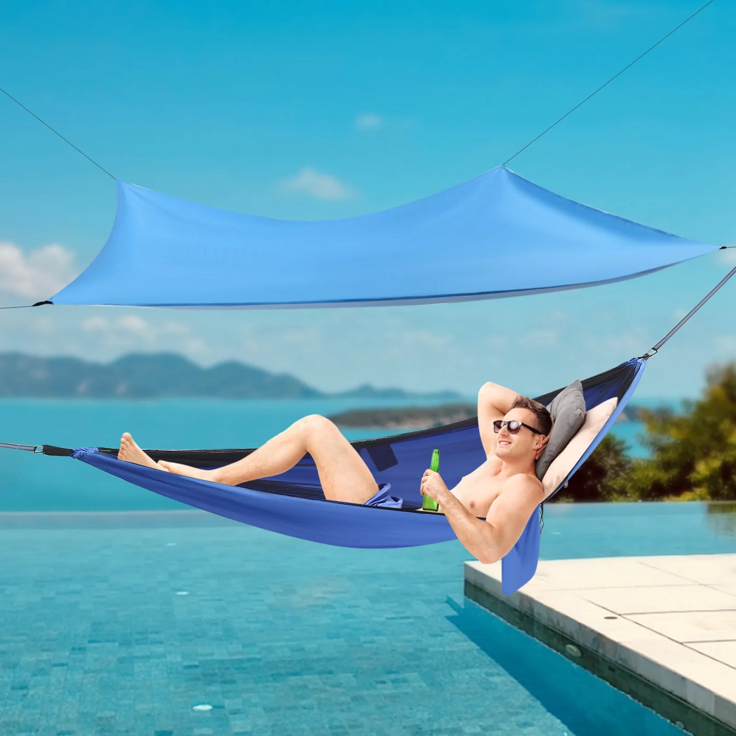 2-in-1 Design Camping Hammock, Mosquito Net Capacity 440.9 Pounds, 290 * 140cm Tent and 310cm Hammock