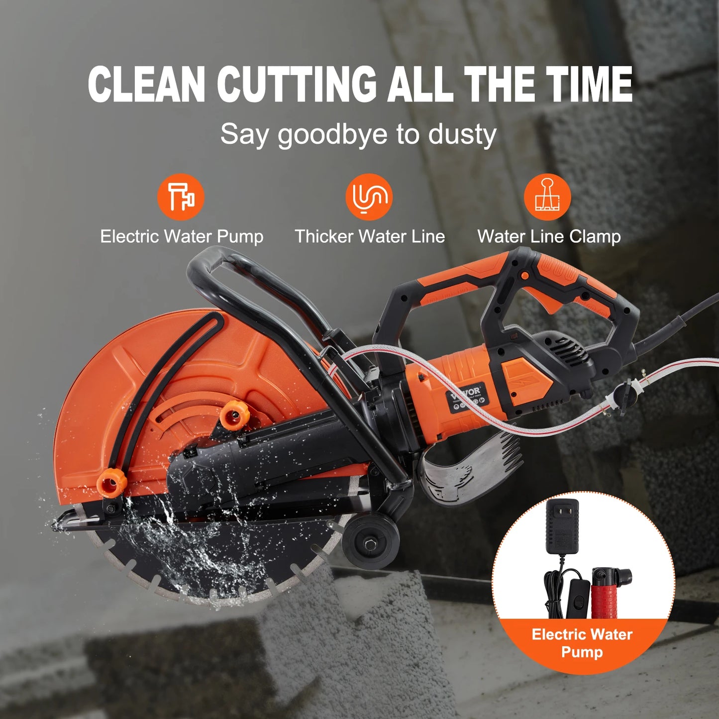 SucceBuy Electric Concrete Saw 3200W Wet Disk Cutter