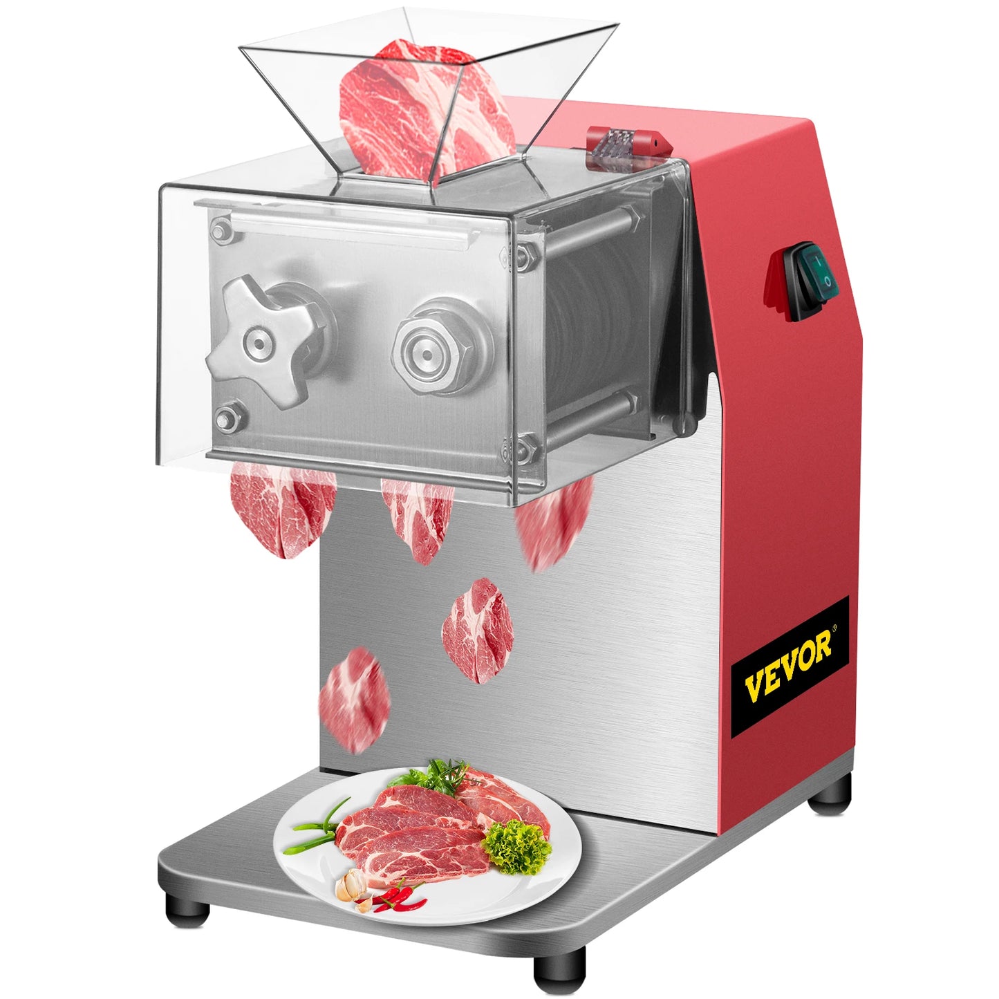 SucceBuy 250kg/H Commercial Electric Meat Slicer Grinder Vegetable Cutter Shred Machine 850W Home Automatic Food Chopper Chipper