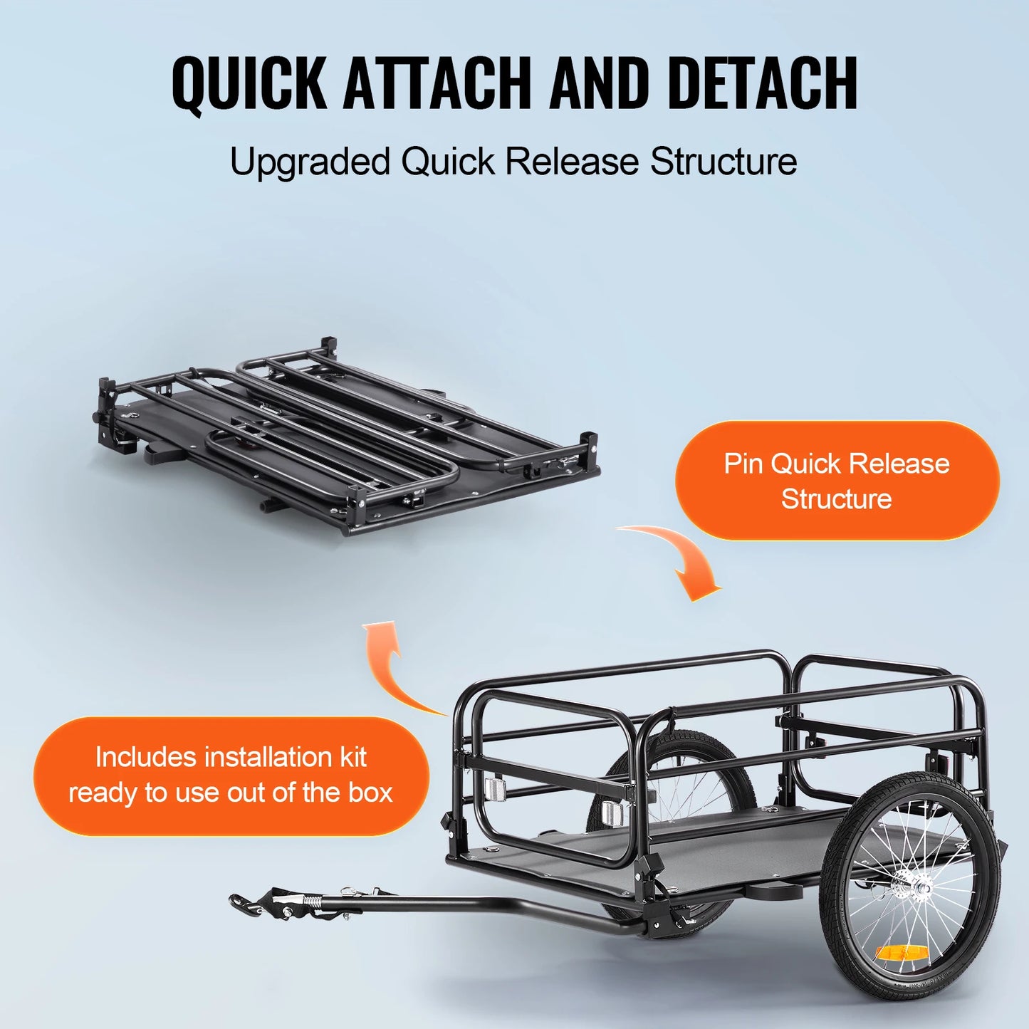 SucceBuy Bike Cargo Trailer Foldable Wagon Cart