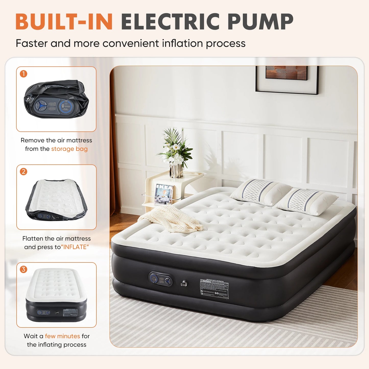 JHK Air Mattress With Non Slip Bottom For Home Camping