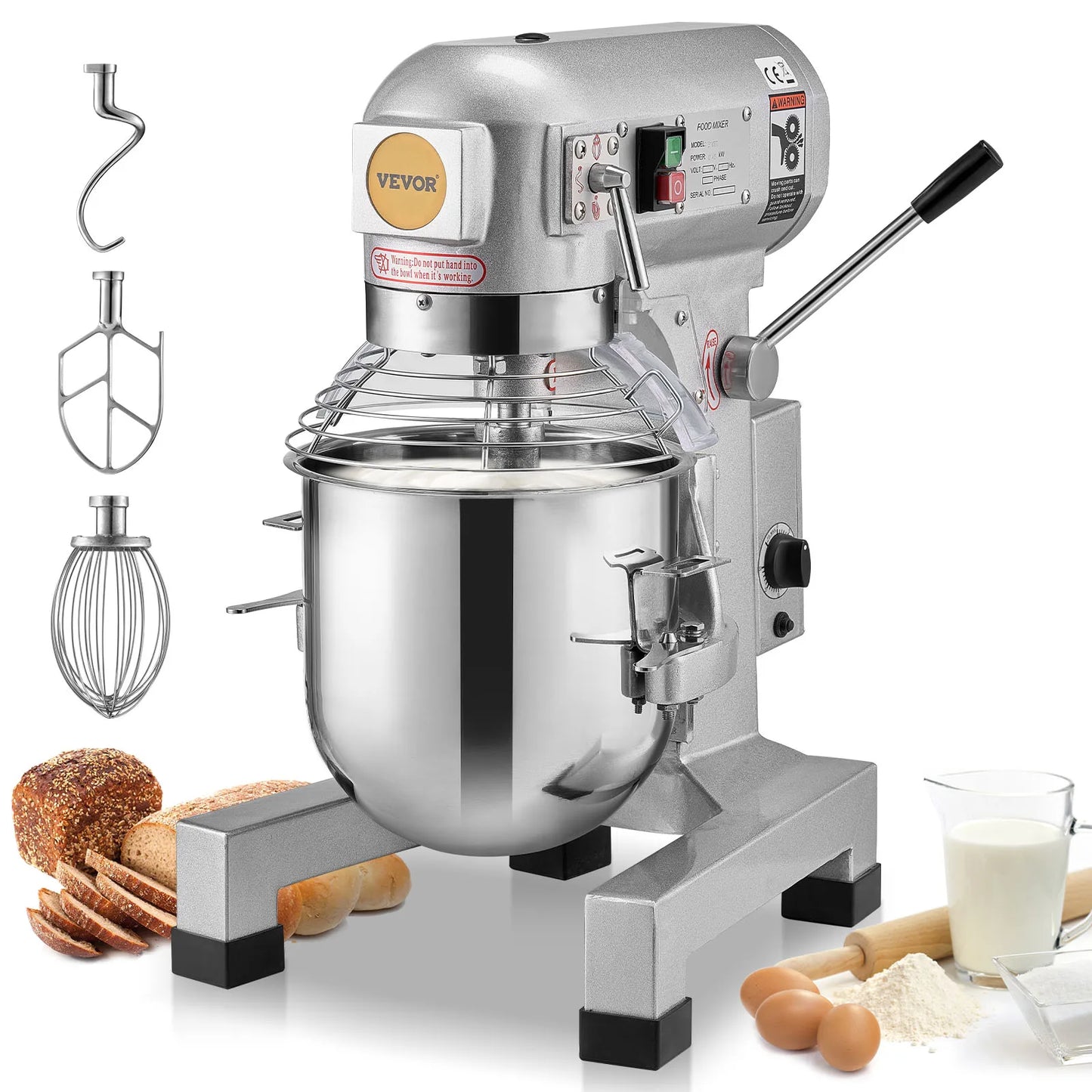 SucceBuy 10L/14L/28.5L/18.7L Commercial Food Mixer Commercial Stand Mixer with 3 Adjustable Speeds 550W 1100W Dough Mixer