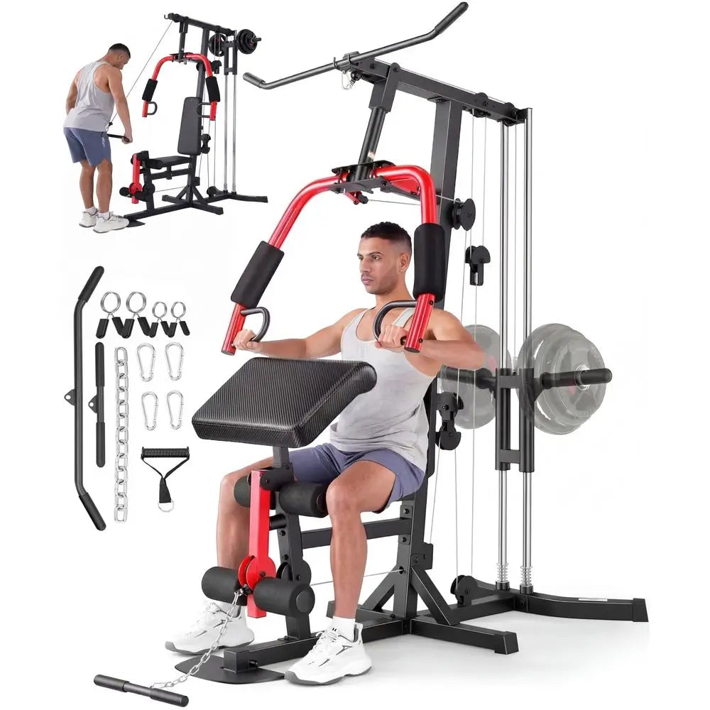 YTYIN All-In-One Home Gym Station With Pulley System And Seated Rowing