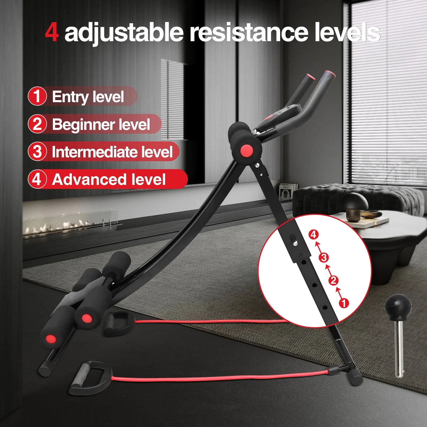 Foldable Ab Machine for Home Gym Abdominal Trainer LCD Display