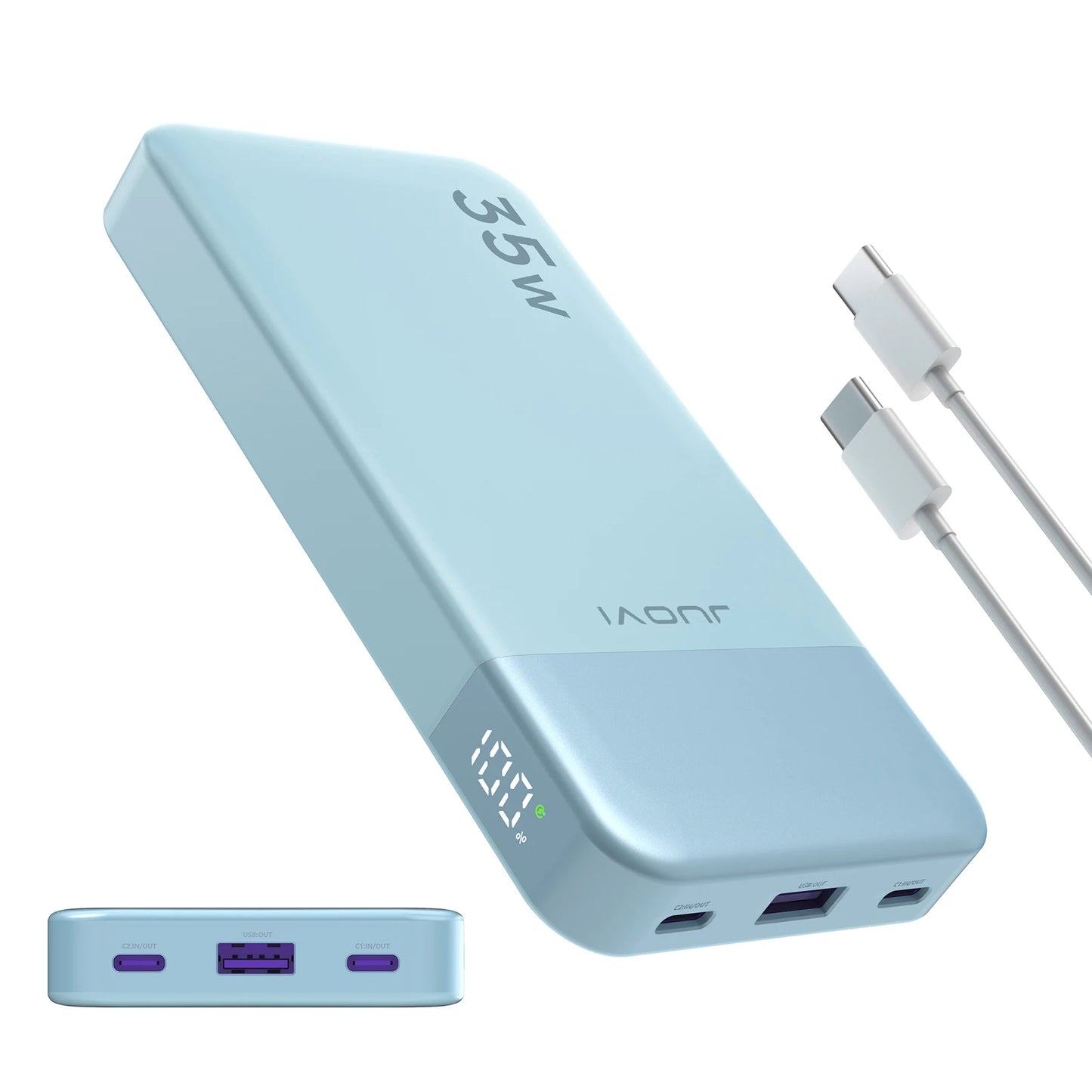 Power Bank 10000mAh, JUOVI 35W Portable Charger, Cellphone Fast Charging PowerBank External Battery for iPhone 15 14 13 Series