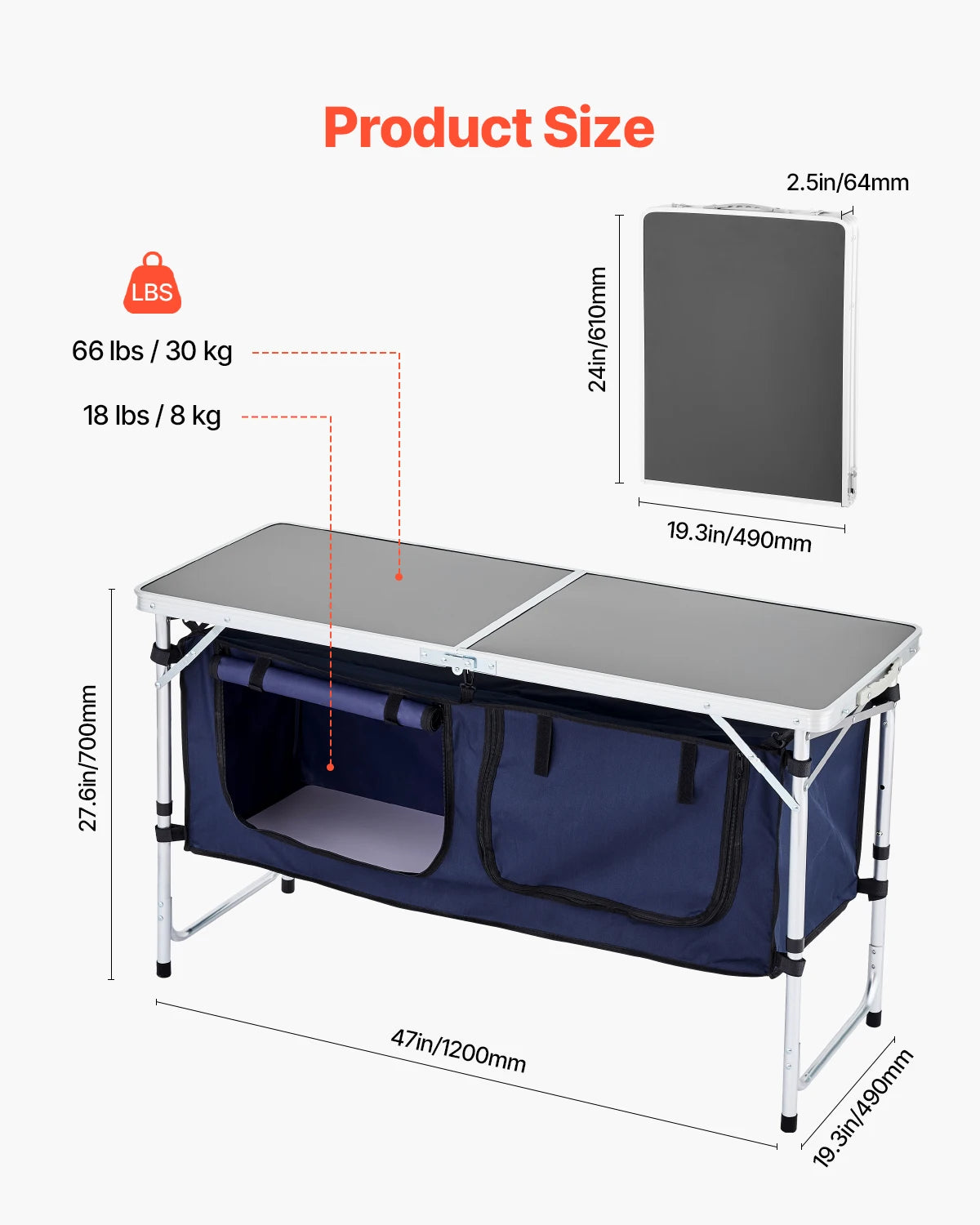 SucceBuy Camping Kitchen Table Foldable Outdoor Cooking Station