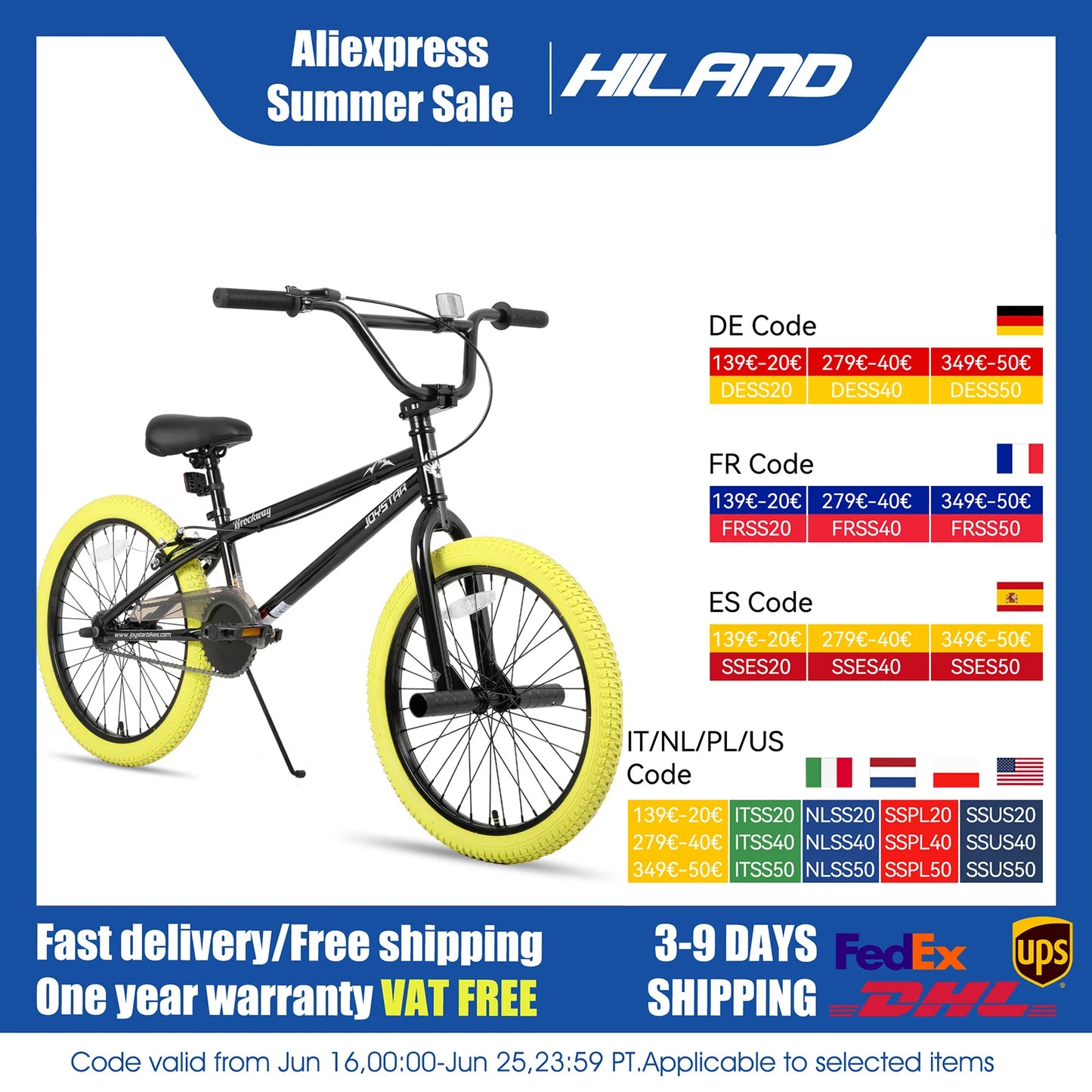 JOYSTAR Brockway Freestyle Kids BMX Bike With Two Pegs