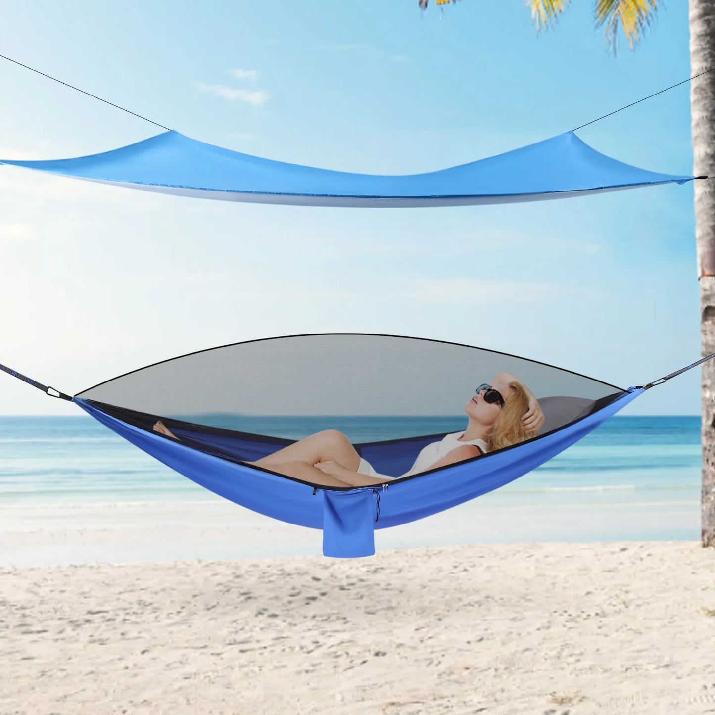 2-in-1 Design Camping Hammock, Mosquito Net Capacity 440.9 Pounds, 290 * 140cm Tent and 310cm Hammock