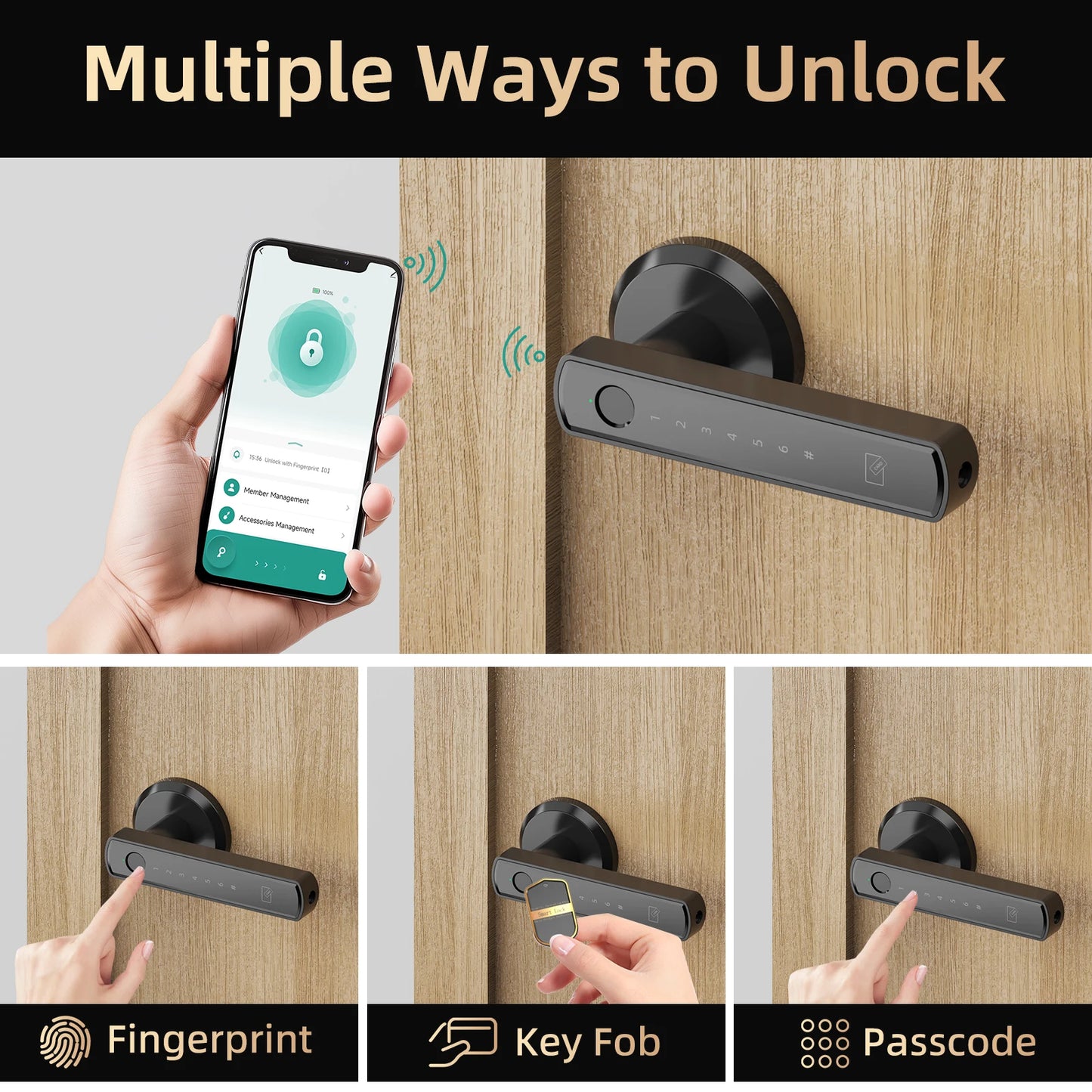 Viladepot Smart Lock Fingerprint Door Lock With Bluetooth App Control