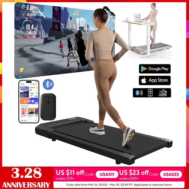 Superun 2.5HP Home Treadmill 300lb Capacity LCD Data Display Walking Running