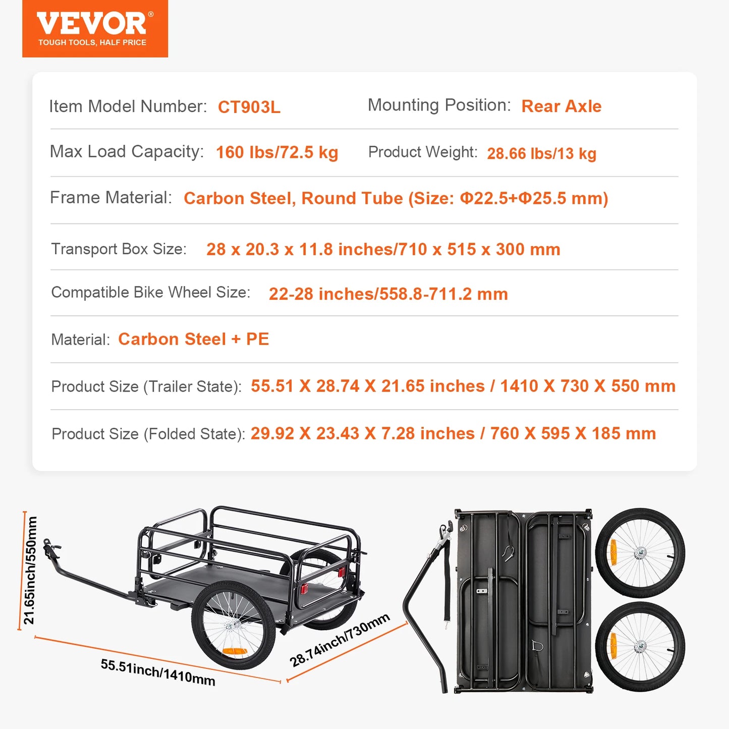 SucceBuy Bike Cargo Trailer Foldable Wagon Cart