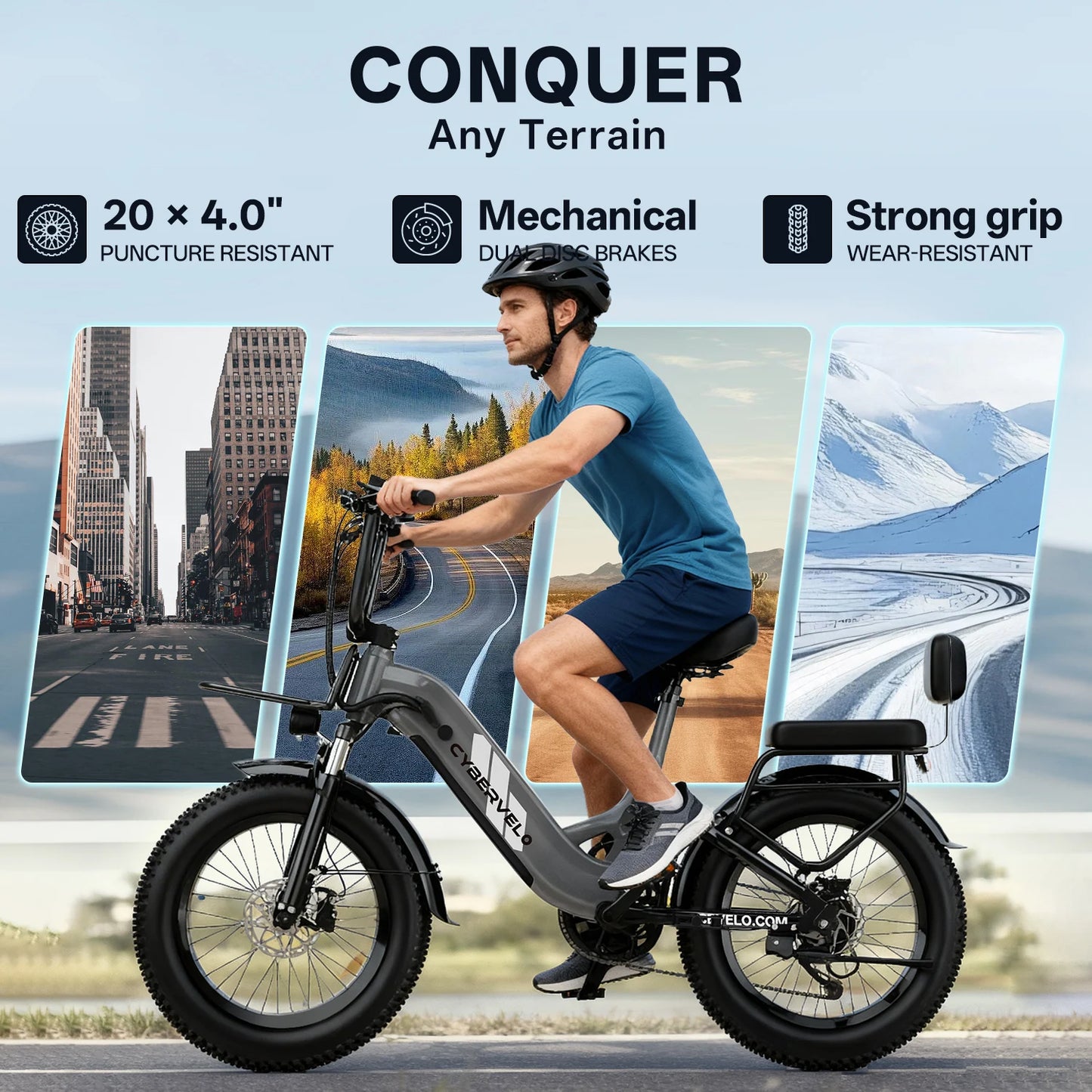 CYBERVELO Step Thru Electric Bike EK12 With 48V 20Ah Battery
