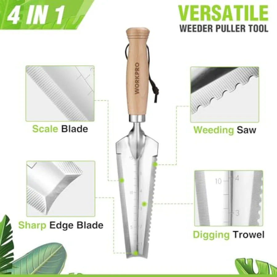 Garden Trowel with Wood Handle Stainless Steel Narrow Hand Shovel Multi- Use Flat Garden Trowel for Planting Weeding Tr