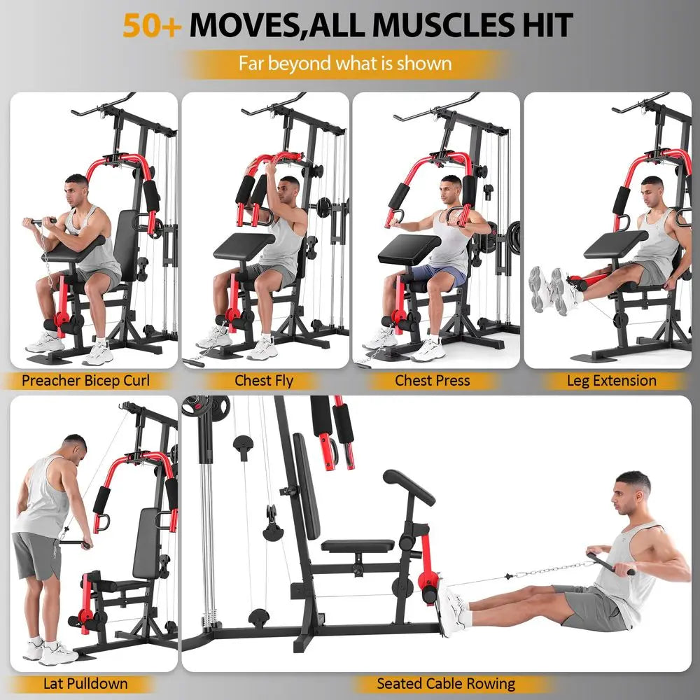 YTYIN All-In-One Home Gym Station With Pulley System And Seated Rowing