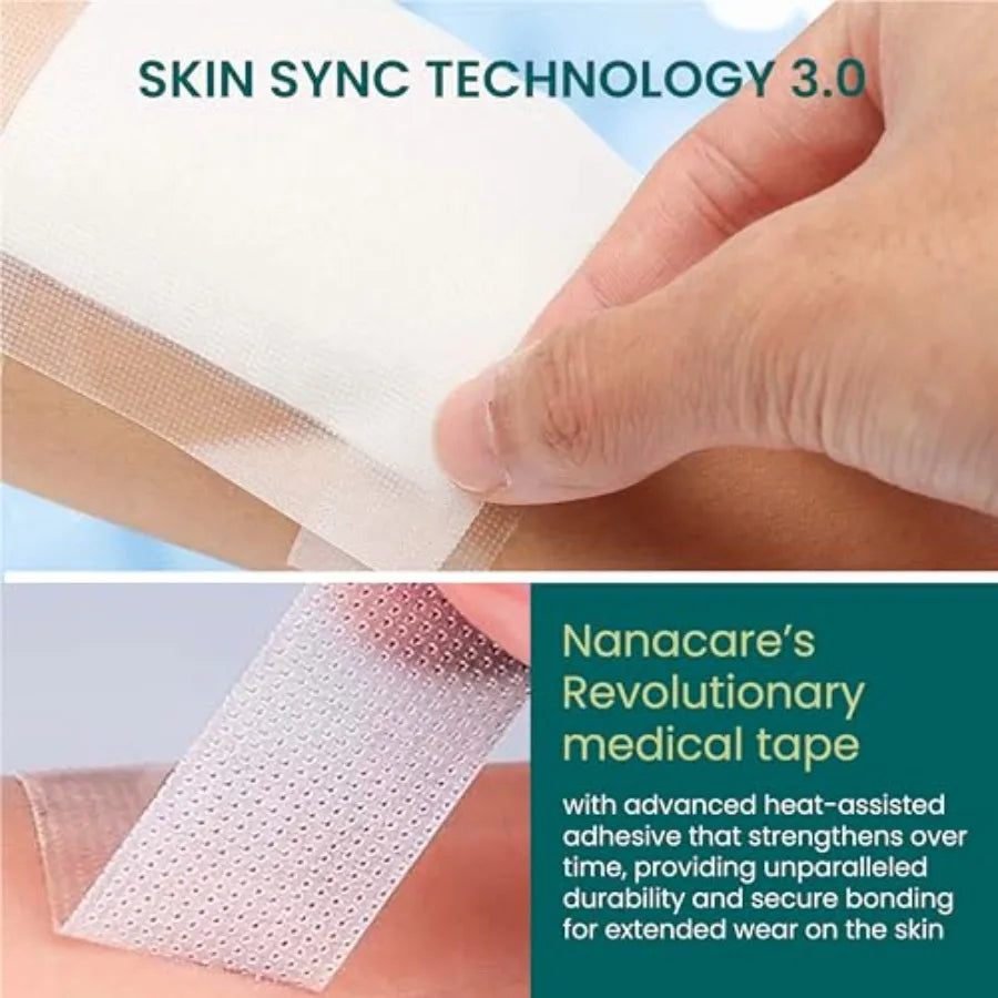 Clear Waterproof Medical Tape Set With 4 Rolls Gauze Pads