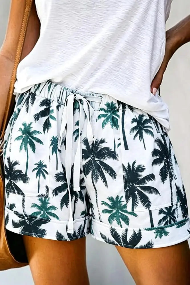 Women Summer Elastic Waist Shorts Lightweight Casual Beachwear