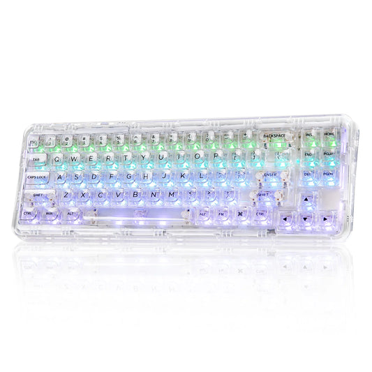 YUNZII X71 68% Layout Wireless BT/2.4G/USB-C Gasket Hot-Swap Transparent RGB Mechanical Gaming Keyboard with Clear Keycaps