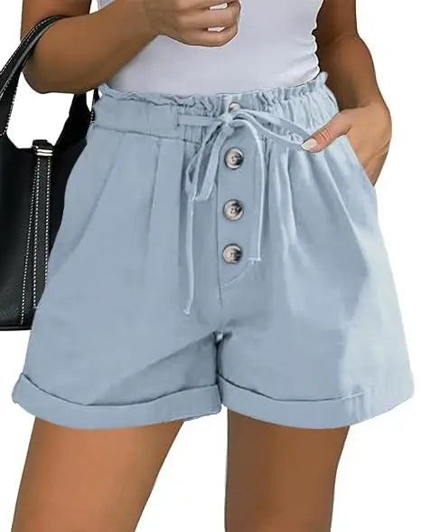 Women Summer Elastic Waist Shorts Lightweight Casual Beachwear