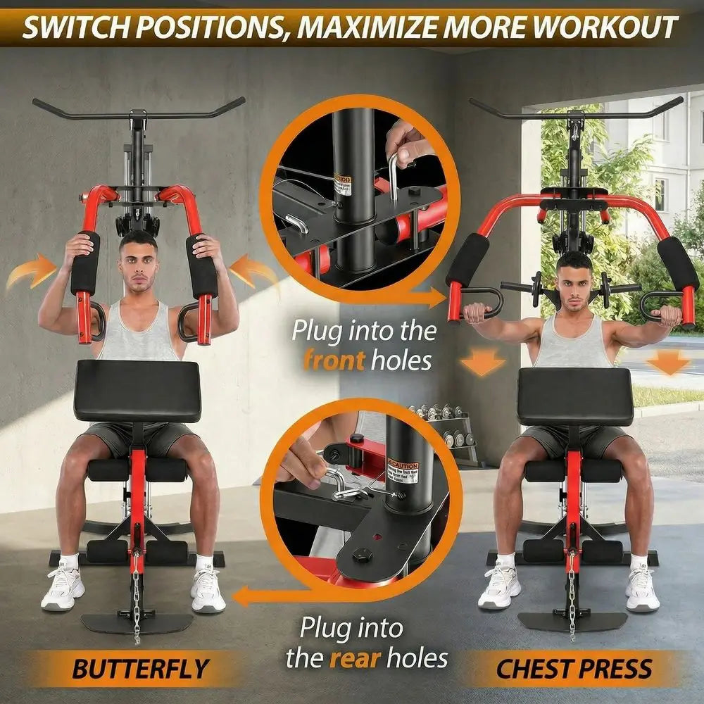 YTYIN All-In-One Home Gym Station With Pulley System And Seated Rowing