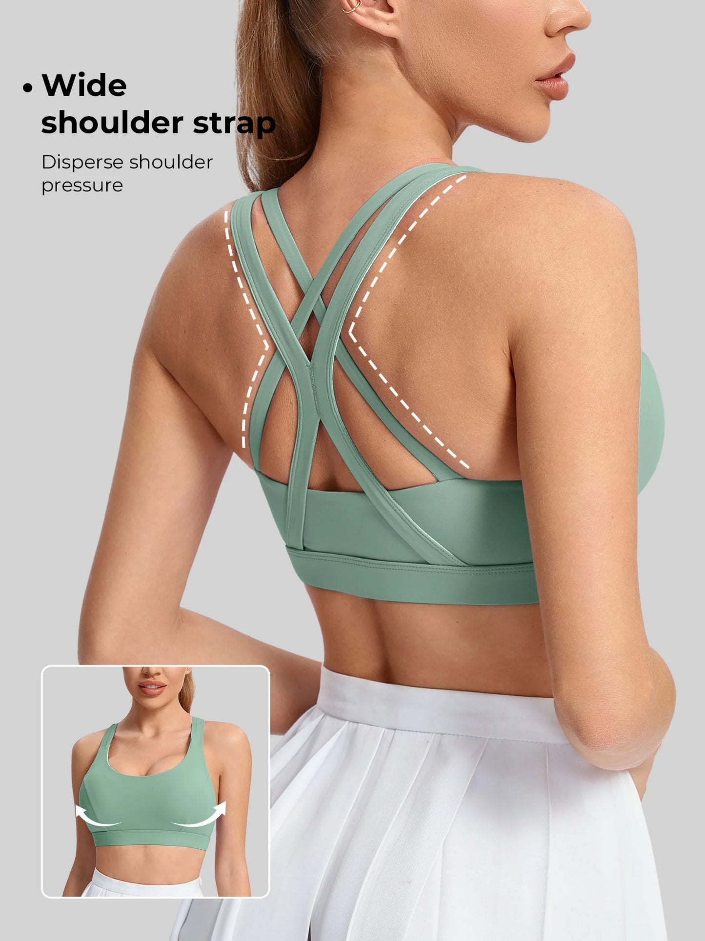 Ladies Yoga Sports Bra Back Style Thin Straps Breathable Nylon Blend