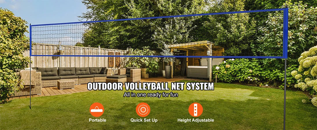 SucceBuy Volleyball Net System With Adjustable Height Poles And Pump