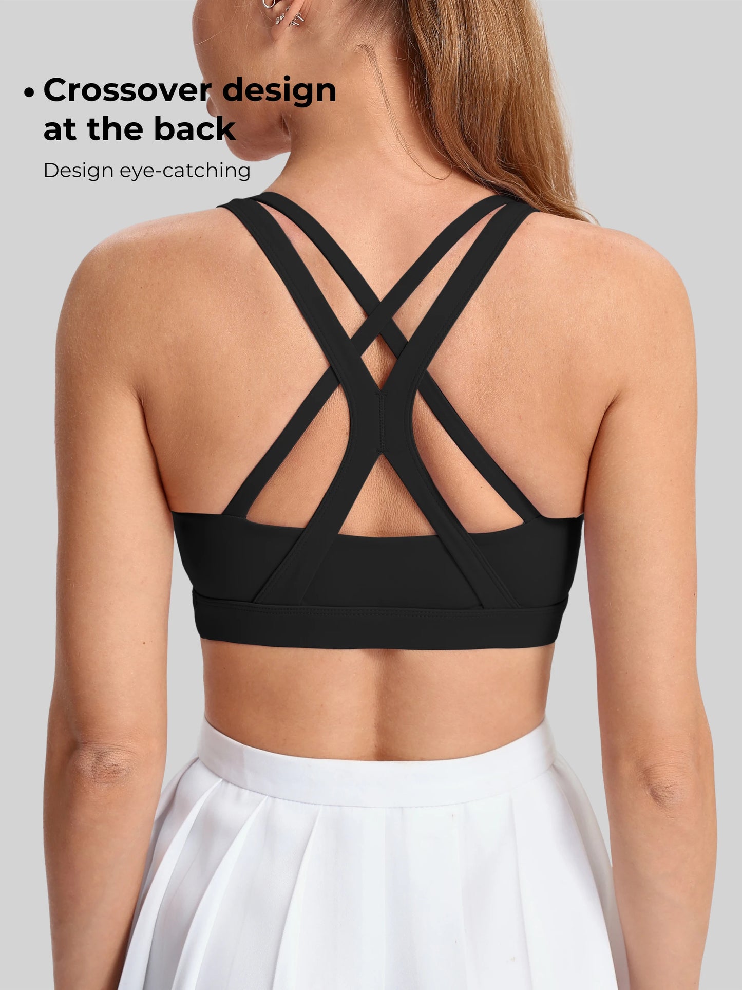 Ladies Yoga Sports Bra Back Style Thin Straps Breathable Nylon Blend