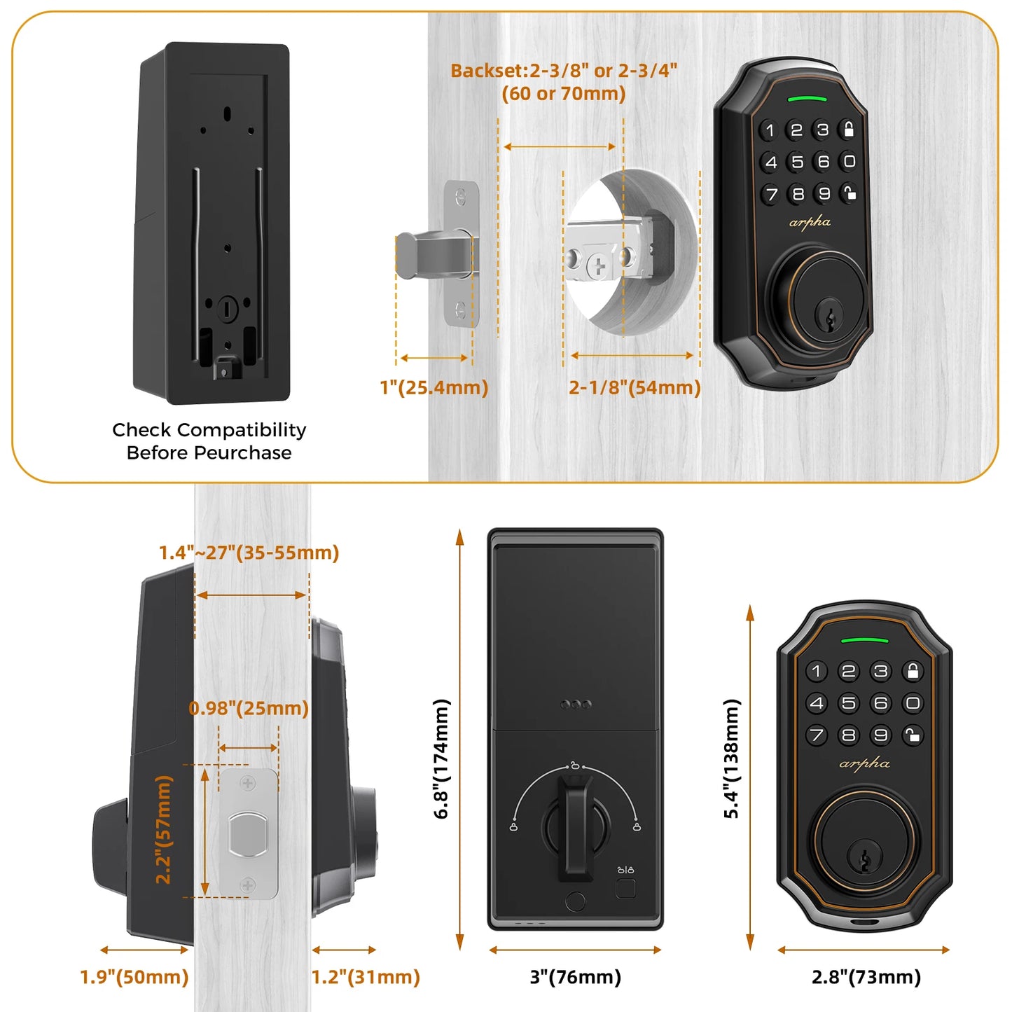 Arpha D180 Keyless Entry Door Lock With Smart Keypad